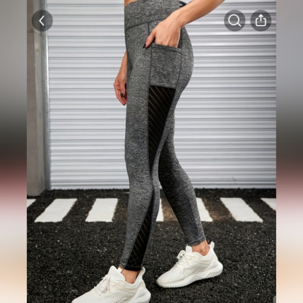 #0010 High Waist Mesh Yoga Leggings, Women's Activewear, Cutout stretchy Sports.
